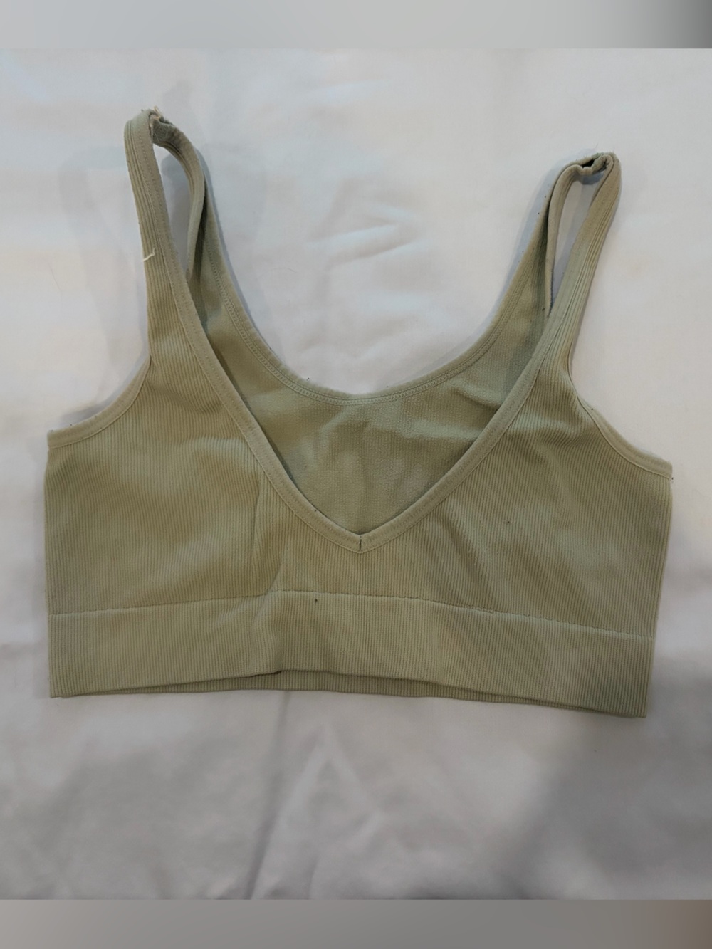 Essentials Ribbed V-Neck Bralette in Sage